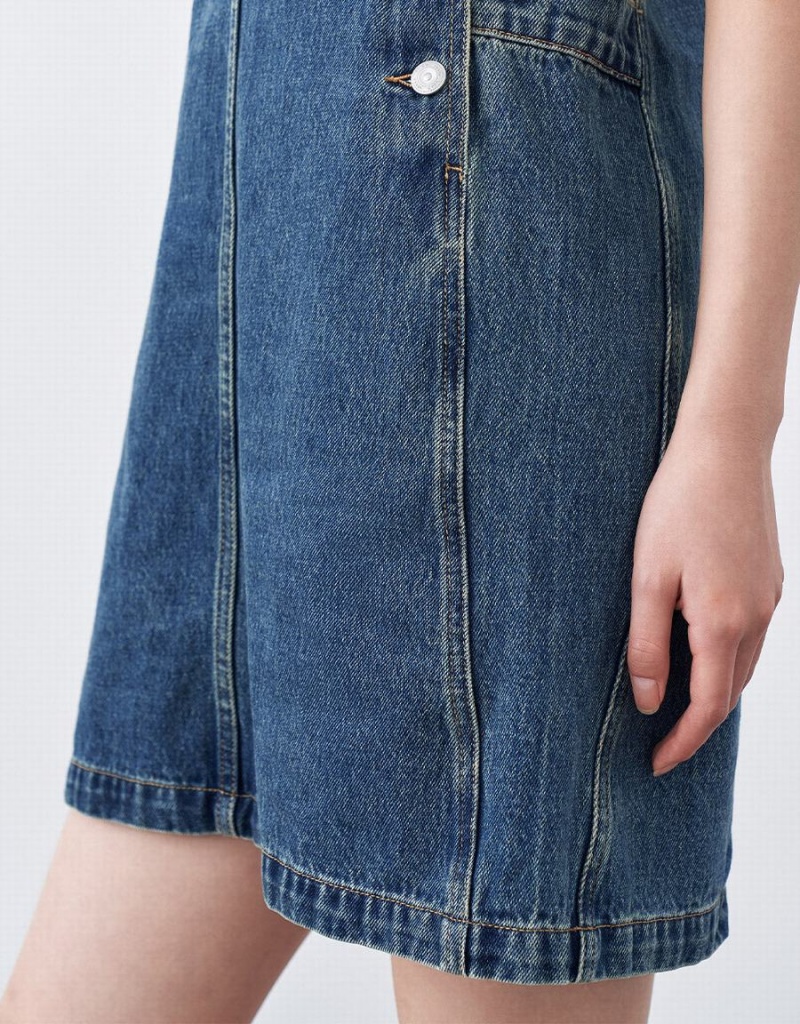 Vestido Urban Revivo Denim Pinafore Mujer Azules | BCN6820CA