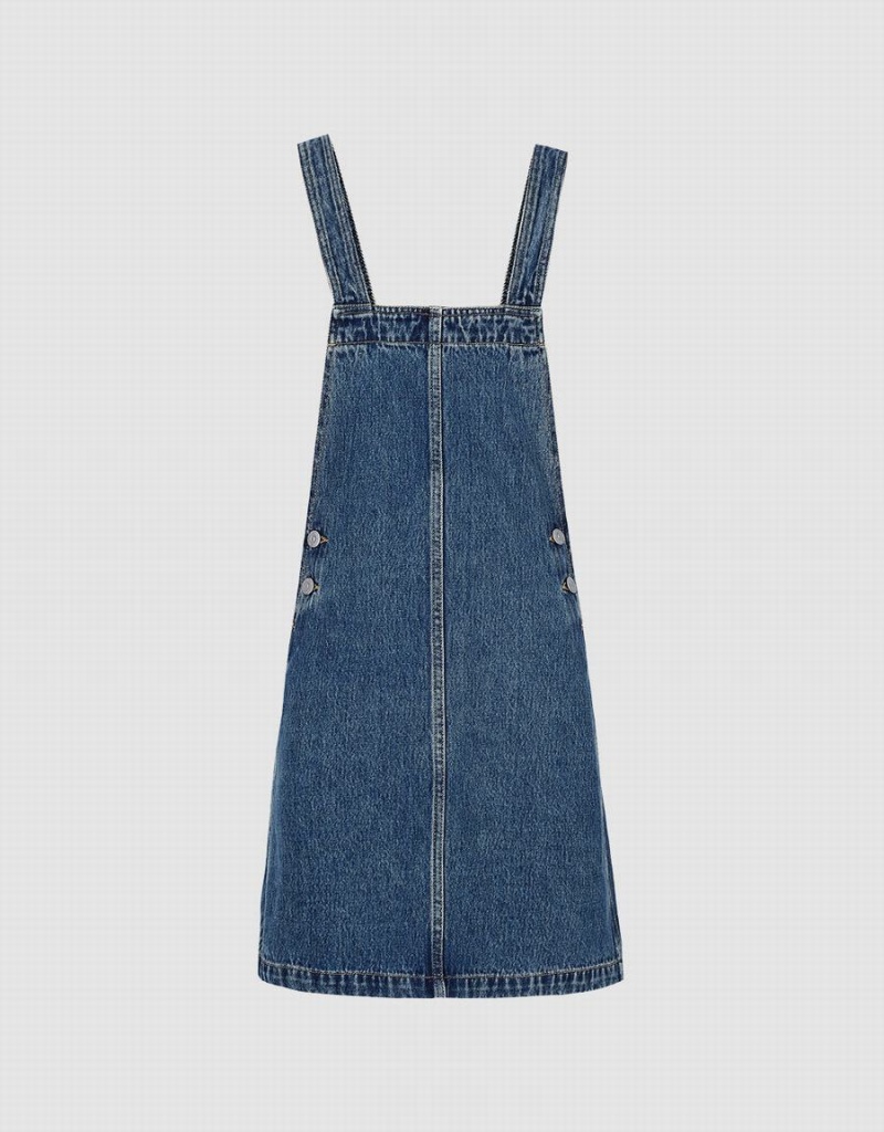 Vestido Urban Revivo Denim Pinafore Mujer Azules | BCN6820CA