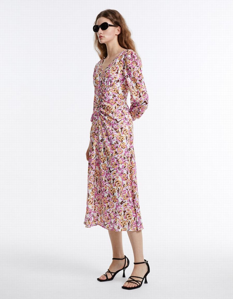 Vestido Urban Revivo Floral Chiffon Mujer Morados | YYA532ZF