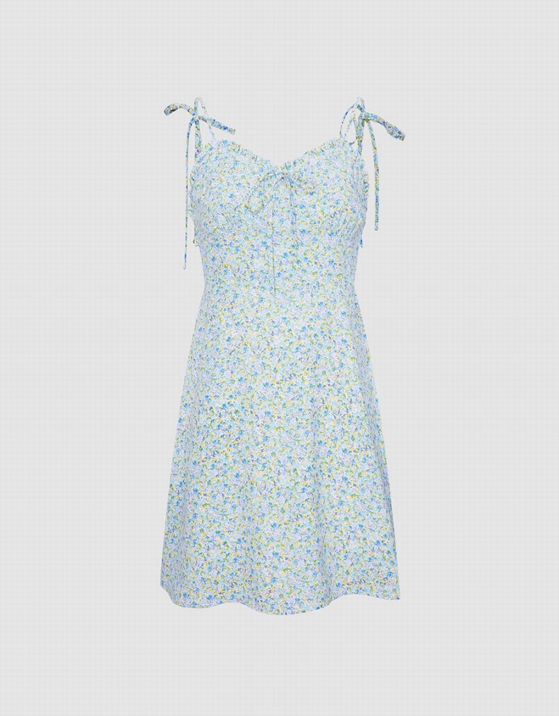 Vestido Urban Revivo Floral Print Cami Mujer Azules | AQC1416JZ