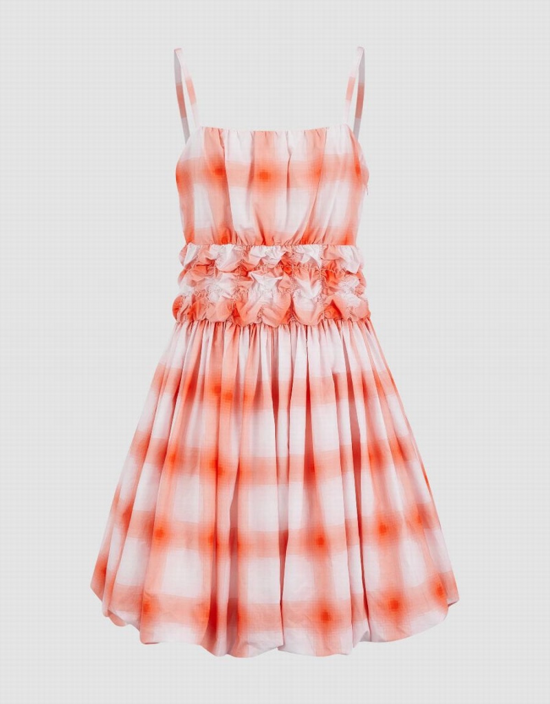 Vestido Urban Revivo Gingham A-Line Cami Mujer Naranjas | BBA92NL