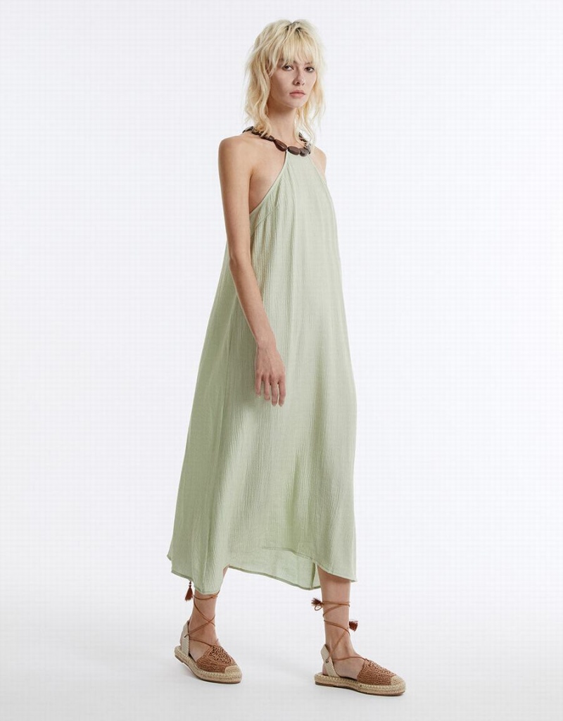 Vestido Urban Revivo Halter Midi Mujer Verdes | CDJ731DT