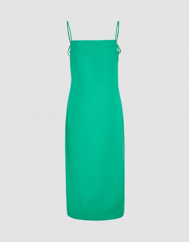 Vestido Urban Revivo Off-Shoulder Flaco Cami Mujer Verdes | RRY9022LA