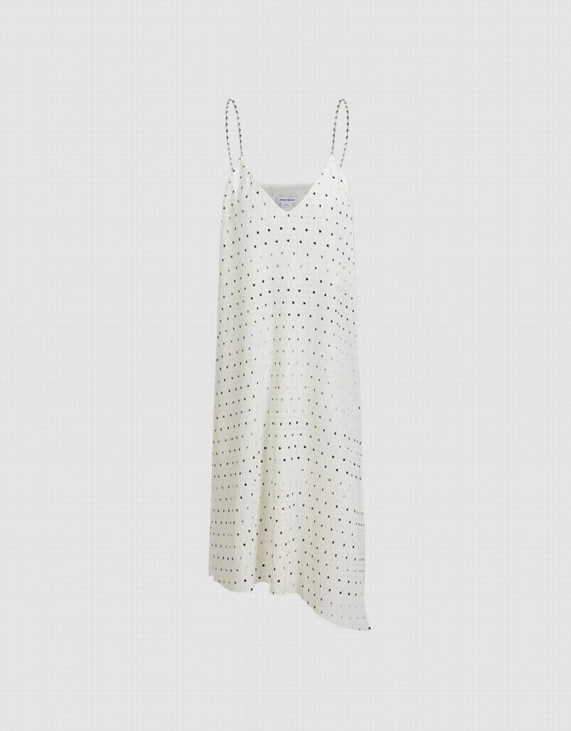 Vestido Urban Revivo Polka Dotted Tiras Mujer Blancos | HVP221FW