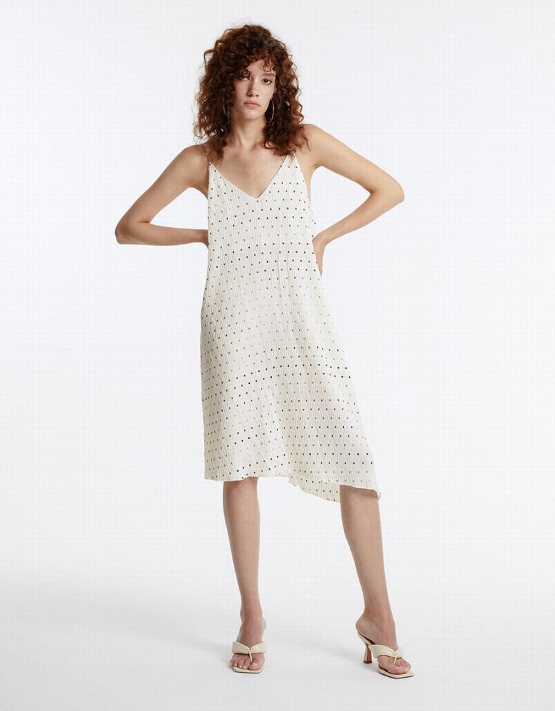 Vestido Urban Revivo Polka Dotted Tiras Mujer Blancos | HVP221FW