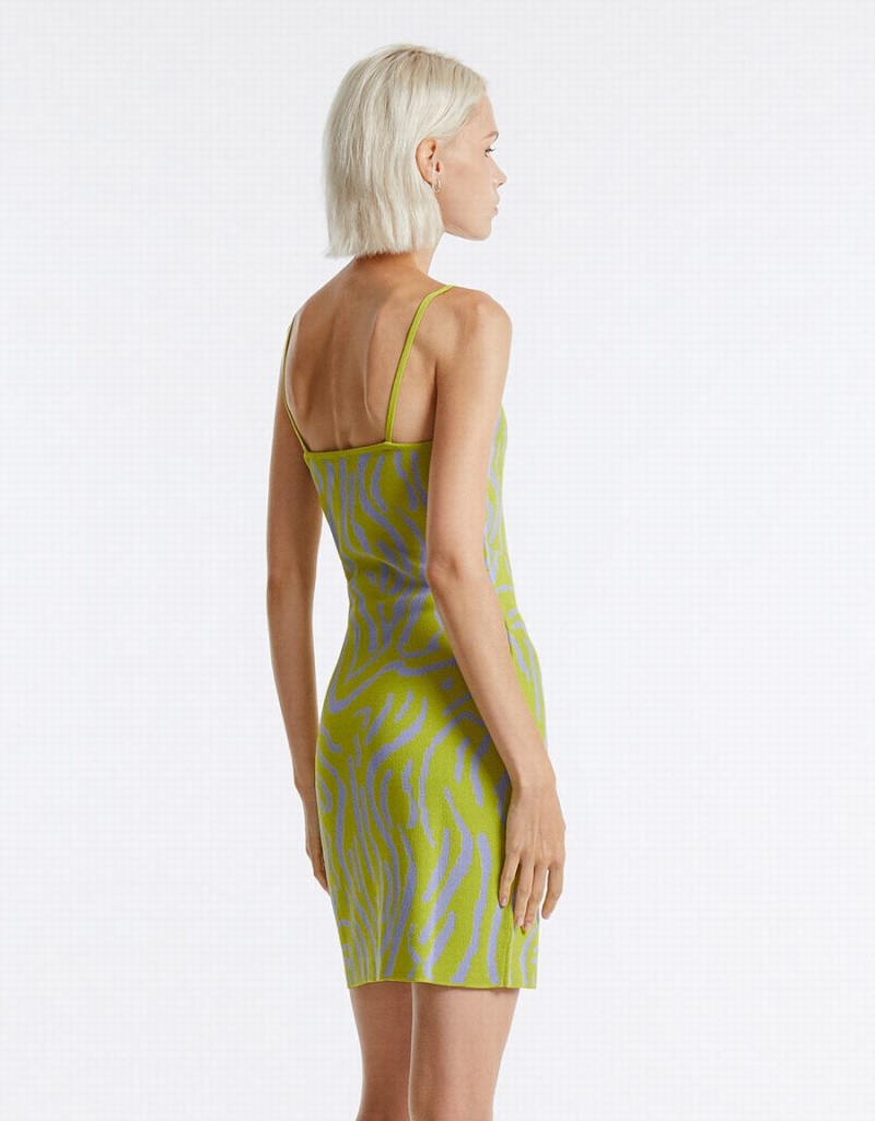 Vestido Urban Revivo Printed Knit Mujer Verdes | GFX2988GE