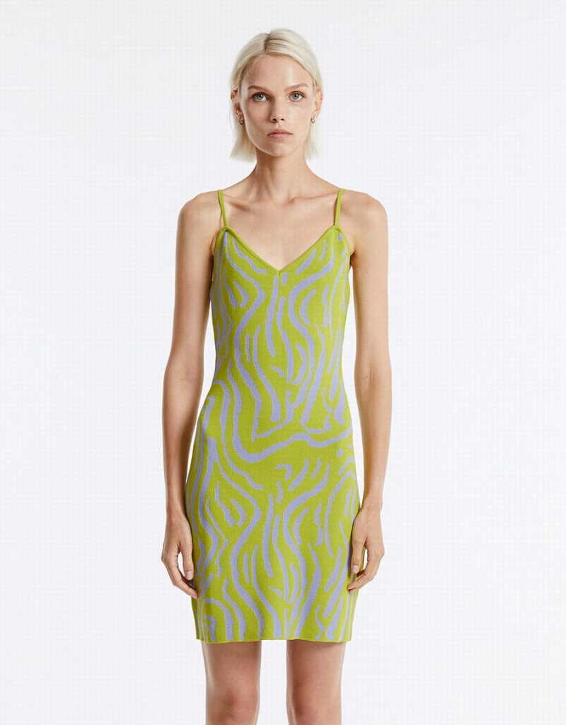 Vestido Urban Revivo Printed Knit Mujer Verdes | GFX2988GE