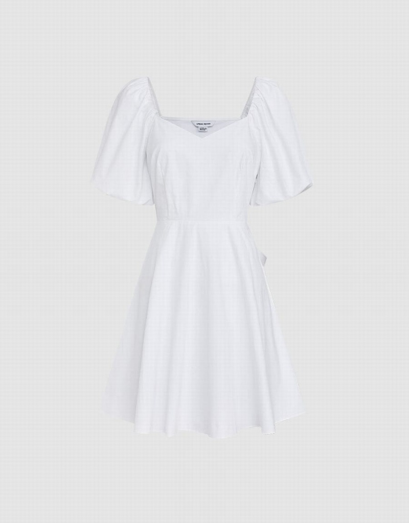 Vestido Urban Revivo Puff Sleeve Mujer Blancos | JBS8582QG