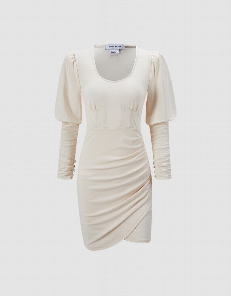 Vestido Urban Revivo Ruched Knit Mujer Amarillos | NZG3132KP