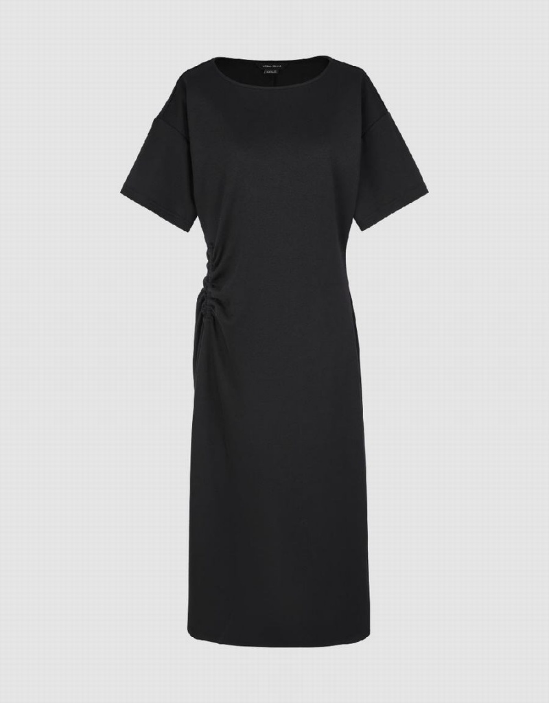 Vestido Urban Revivo Ruched U Neck A-Line Mujer Negros | MSA5353AZ