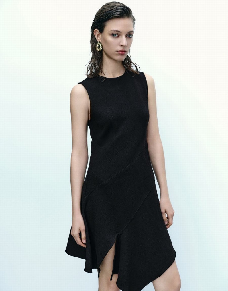 Vestido Urban Revivo Sin Manga Crew Neck Mini A-Line Mujer Negros | PBF7269GH