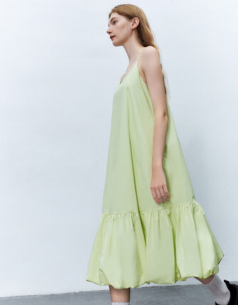 Vestido Urban Revivo Sin Manga Off-Shoulder A-Line Mujer Verdes | YQI8393SU