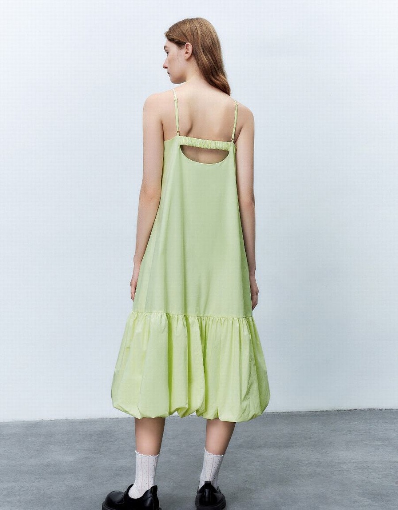 Vestido Urban Revivo Sin Manga Off-Shoulder A-Line Mujer Verdes | YQI8393SU