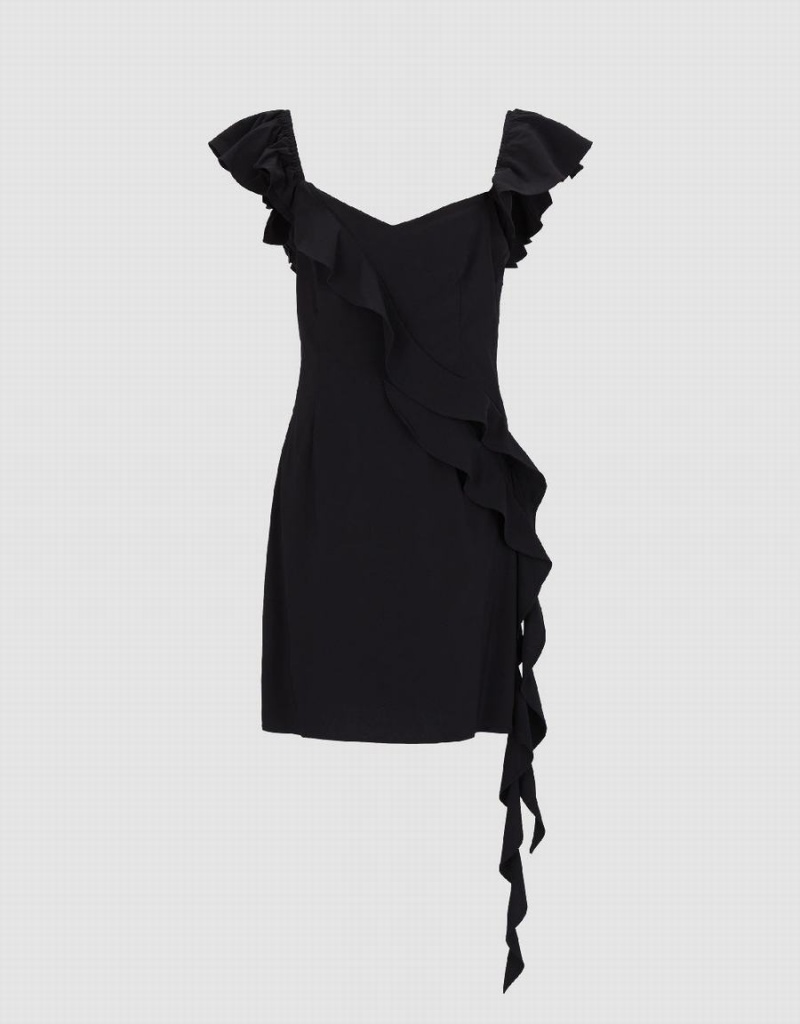 Vestido Urban Revivo Sin Manga Ruffle Skater Mujer Negros | FPD4534KE