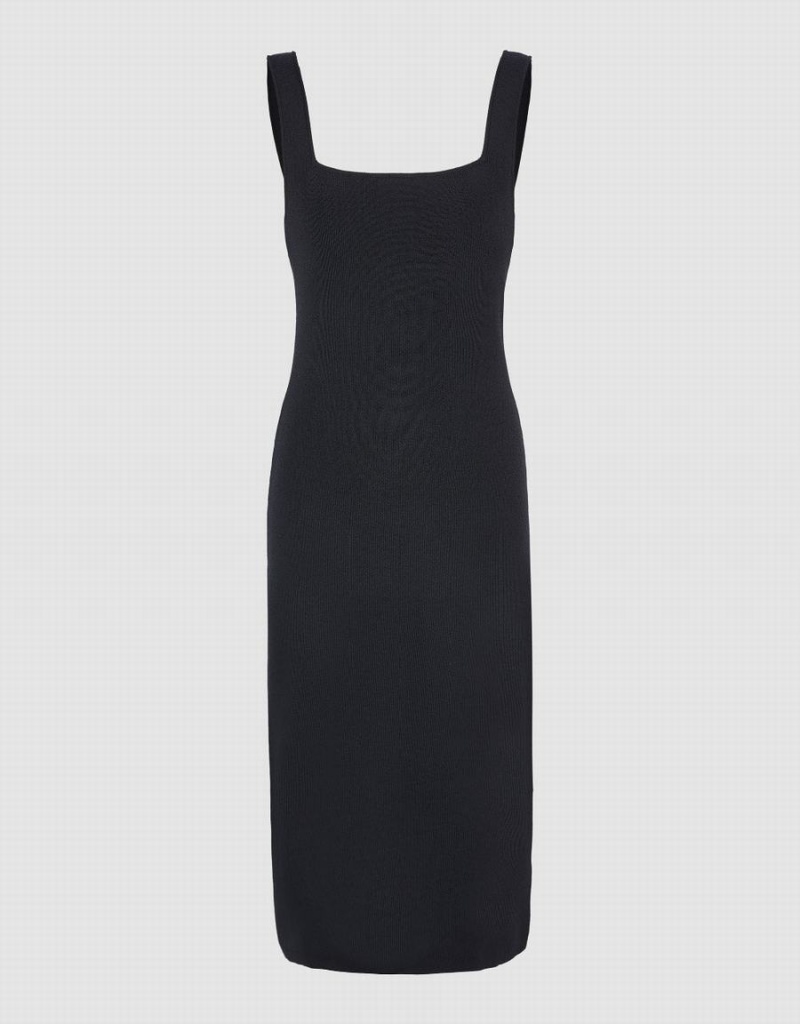 Vestido Urban Revivo Sin Manga Square-cut Collar De Punto Mujer Negros | YVQ9385WG