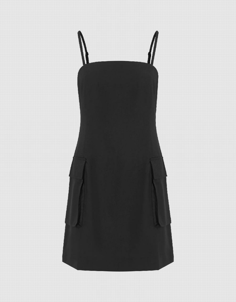 Vestido Urban Revivo Square-Cut Collar Skater Cami Mujer Negros | TLN5593PW