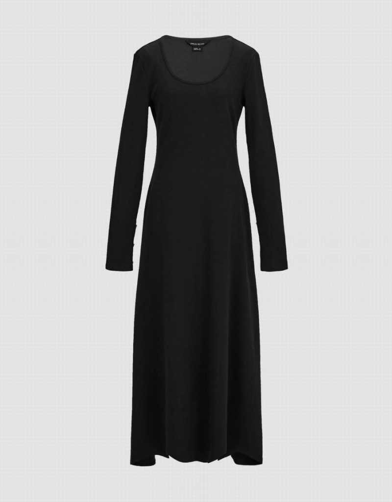 Vestido Urban Revivo Standard Sleeve U Neck A-Line Mujer Negros | LXI308PU