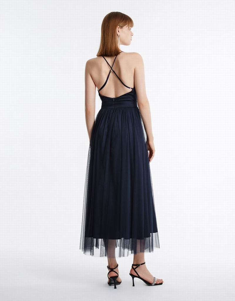 Vestido Urban Revivo Tulle Maxi Mujer Azules | UCX8980JB