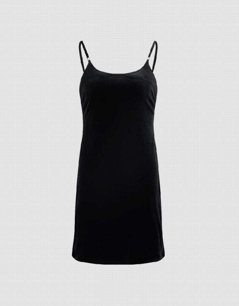 Vestido Urban Revivo U Neck Flaco Cami Mujer Negros | YZA267SS