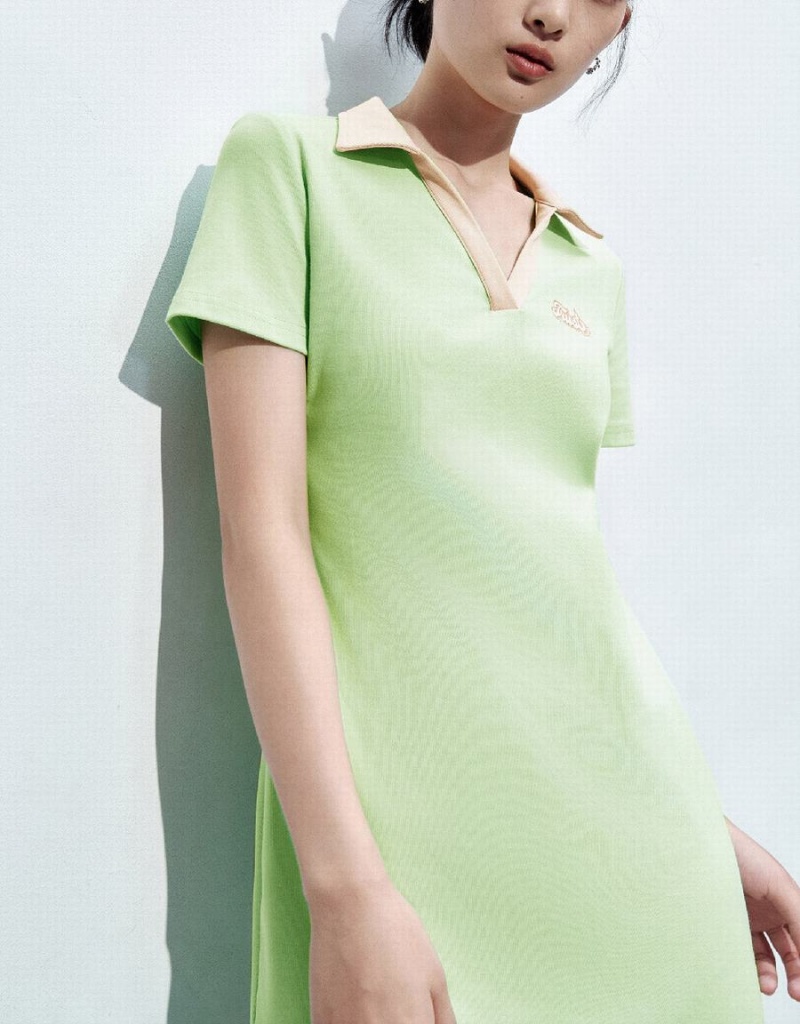 Vestido Urban Revivo V-Neck A-Line Mujer Verdes | ILX4434KO